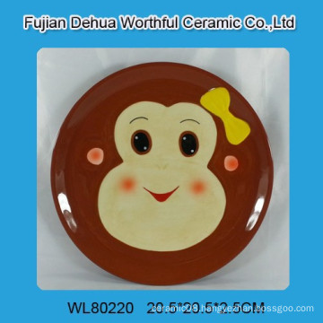 Lovely monkey designed ceramic round plate for decro